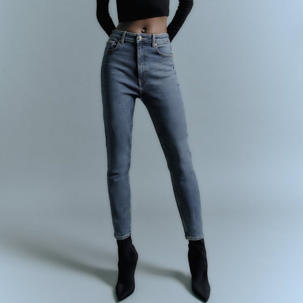 NWT VINTAGE TRF SKINNY HIGH RISE JEANS  BLUE GRAY REF. 5252/221.